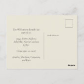 Minimalistische Ankündigung einer Änderung der Adr Postkarte (Rückseite)