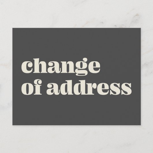 Minimalistische Ankündigung einer Änderung der Adr Postkarte (Vorderseite)