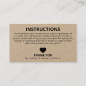 Minimalistische Anleitungen zu Inhaltsstoffen Visitenkarte (Rückseite)