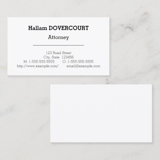Minimalistische Anwaltskarte Visitenkarte (Vorne/Hinten)