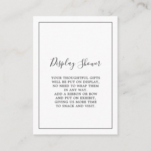 Minimalistische Anzeigedusche Begleitkarte (Vorderseite)