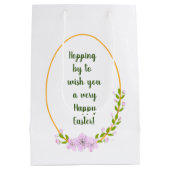 Minimalistische Apple Tree Blume Urlaub Ostern Mittlere Geschenktüte (Rückseite)