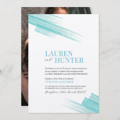 Minimalistische Aqua Tinte Striche Einladung (Vorne/Hinten)