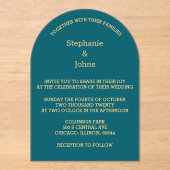 Minimalistische Aquamarine Blue Green Gold Script  Acryleinladungen (Vorderseite)