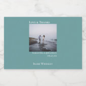 Minimalistische Aquamarine Hochzeit Foto Liebe & D Alkoholflaschenetikett (Einzelnes Label)