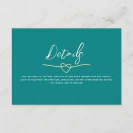Minimalistische Aquamarine Hochzeitdetails Begleitkarte