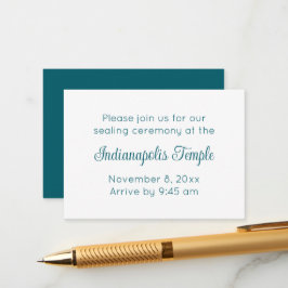 Minimalistische Aquamarine Script Temple Sealing E Begleitkarte