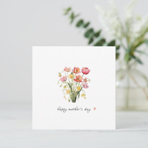 MINIMALISTISCHE Aquarell-Tulpen Muttertags-Karte Feiertagskarte