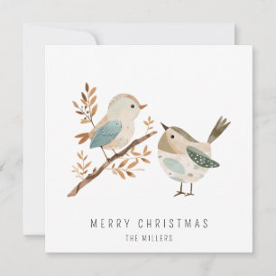 Minimalistische Aquarell-Vögel Frohe Weihnachten