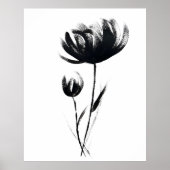 Minimalistische Aquarellbilder Blume Schwarz Kunst Poster (Vorne)