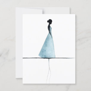 Minimalistische Aquarellbilder, Silhouette der Fra Postkarte