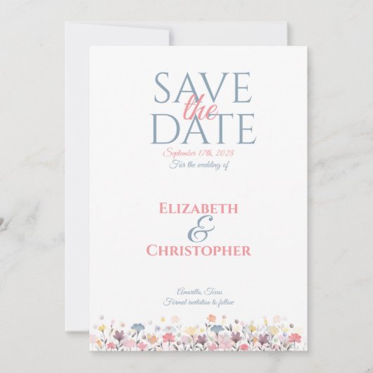 Minimalistische Aquarellblume Save The Date (Vorderseite)