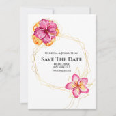 Minimalistische Aquarellblüte Hawaiian tropisch Save The Date (Vorderseite)