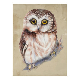 Minimalistische Aquarelldruckkunst für Eule Liebha Poster