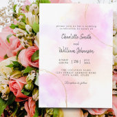 Minimalistische Aquarellfarbe Rosa und goldweiß Einladung