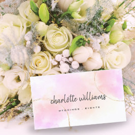 Minimalistische Aquarellfarbe Rosa und goldweiß Visitenkarte