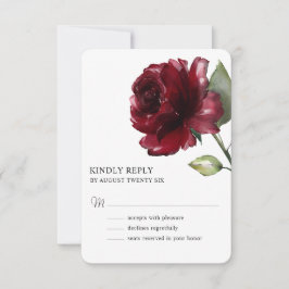 Minimalistische Aquarellfarben Deep Red Burgundy B RSVP Karte