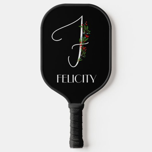 Minimalistische Aquarellfarben-Monogramm F-Lehrer Pickleball Schläger (Vorderseite)
