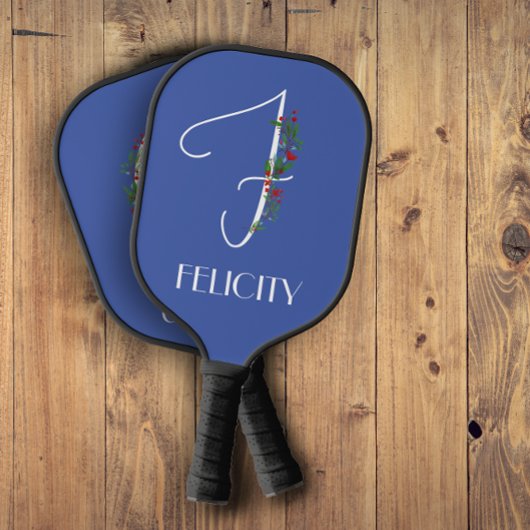 Minimalistische Aquarellfarben-Monogramm F-Lehrer Pickleball Schläger