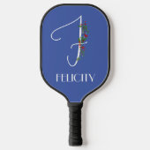 Minimalistische Aquarellfarben-Monogramm F-Lehrer Pickleball Schläger (Vorderseite)