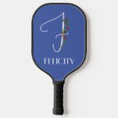 Minimalistische Aquarellfarben-Monogramm F-Lehrer Pickleball Schläger (Rückseite)