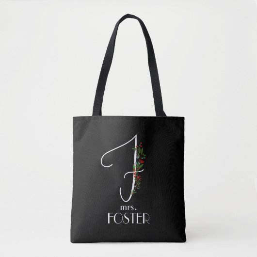 Minimalistische Aquarellfarben-Monogramm F-Lehrer Tasche (Vorderseite)