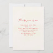 Minimalistische Aquarellfarben-Rose Einladung (Rückseite)