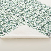 Minimalistische Aquarellgrün-Blätter Sherpa Blanke Sherpadecke (3/4)