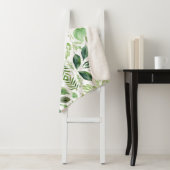 Minimalistische Aquarellgrün-Blätter Sherpa Blanke Sherpadecke (Beispiel)