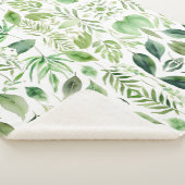 Minimalistische Aquarellgrün-Blätter Sherpa Blanke Sherpadecke (3/4)