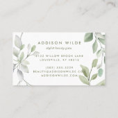 Minimalistische Aquarellgrüne Makeup Künstler Visitenkarte (Rückseite)