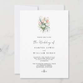 Minimalistische Aquarelltulips qr Hochzeit Einladung