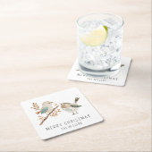 Minimalistische Aquarellvögel Frohe Weihnachten Rechteckiger Pappuntersetzer (Vor Ort)