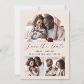 Minimalistische Arch Beige mit 4 Fotos Save The Date (Vorderseite)