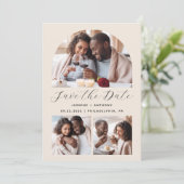 Minimalistische Arch Beige mit 4 Fotos Save The Date (Stehend Vorderseite)