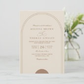 Minimalistische Arch-Boho-Elegante-Chic-QR-Code-Ho Einladung (Stehend Vorderseite)