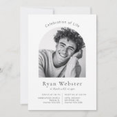 Minimalistische Arch-Feier zum Foto Lebensbeerdigu Einladung (Vorderseite)