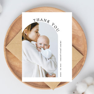 Minimalistische Arch-Foto-Baby-Shower-Dankeschön-K Dankeskarte
