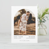 Minimalistische Arch Foto Beach Hochzeit Save The Date (Stehend Vorderseite)