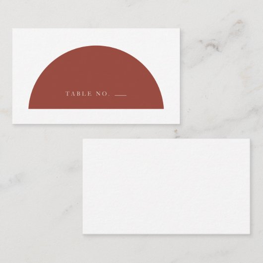 Minimalistische Arch Terracotta und Cream Flat Platzkarte (Vorne/Hinten)