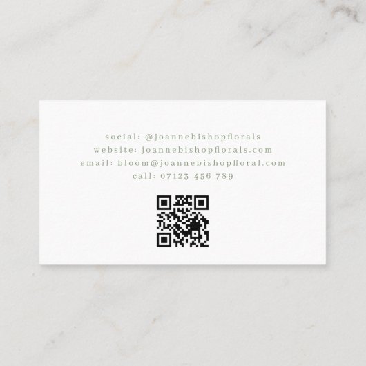 Minimalistische Arche & Line Blume Kunst, Dichtung Visitenkarte (Rückseite)