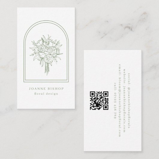 Minimalistische Arche & Line Blume Kunst, Dichtung Visitenkarte (Vorne/Hinten)