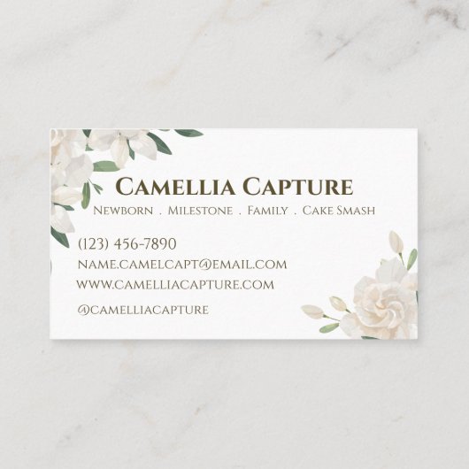 Minimalistische Ästhetik Elegante Weiße Röse Visitenkarte (Rückseite)