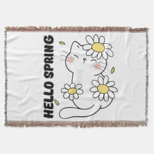 Minimalistische Ästhetik Hallo Frühling Katze & Gä Decke