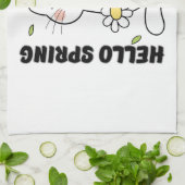 Minimalistische Ästhetik Hallo Frühling Katze & Gä Geschirrtuch (Gefaltet)