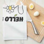 Minimalistische Ästhetik Hallo Frühling Katze & Gä Geschirrtuch (Viertel Falte)