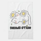 Minimalistische Ästhetik Hallo Frühling Katze & Gä Geschirrtuch (Vertikal)