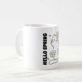 Minimalistische Ästhetik Hallo Frühling Katze & Gä Kaffeetasse (Vorderseite Links)