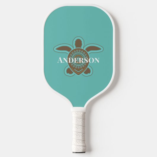 Minimalistische australische Aborigine Sea Turtle Pickleball Schläger (Vorderseite)