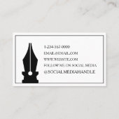 Minimalistische Author Writer Ink Pen Business Car Visitenkarte (Rückseite)